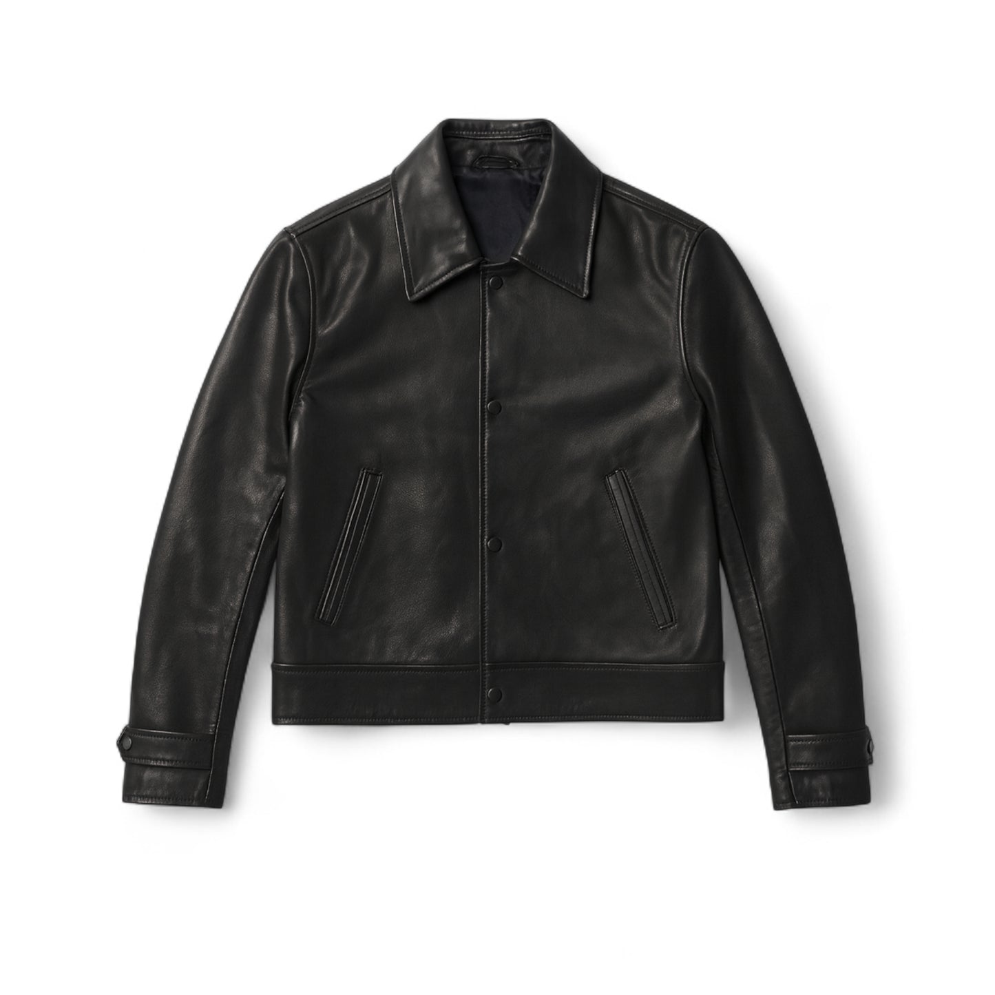 Classic Button Leather Jacket