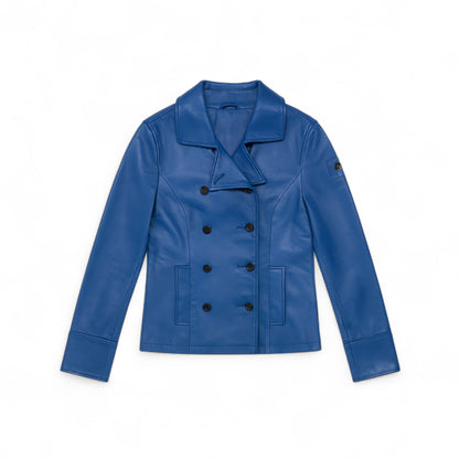 Azure Peacoat Leather Jacket