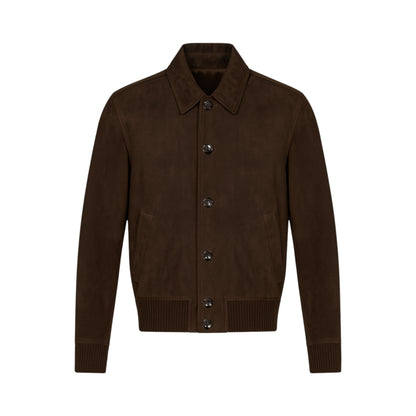 Classic Button Suede Bomber