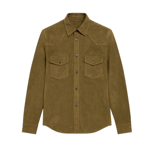 Sage Suede Shirt Jacket