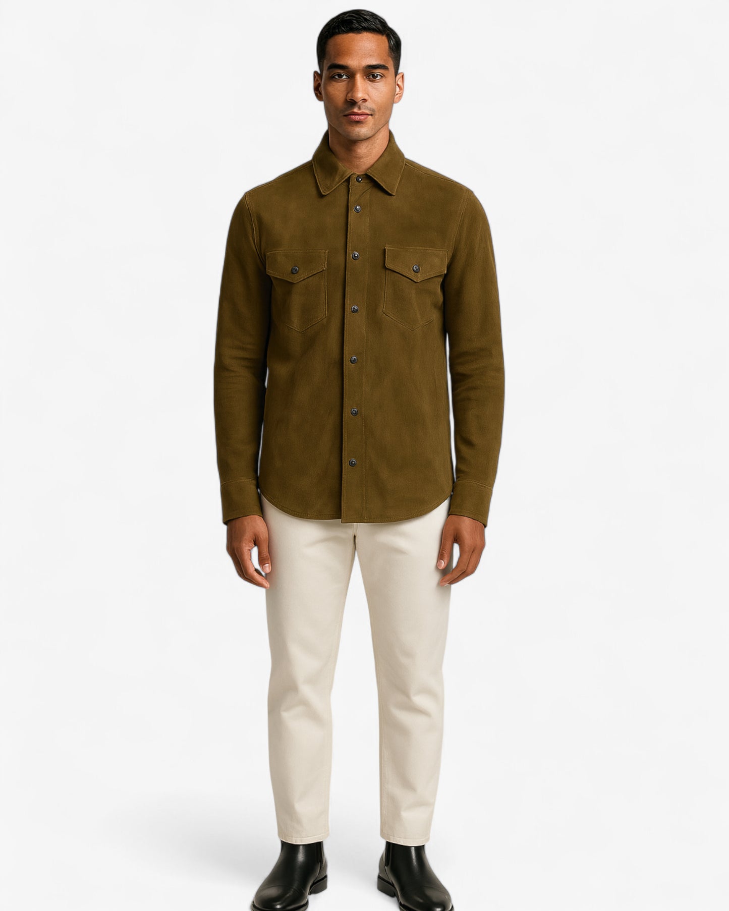 Sage Suede Shirt Jacket